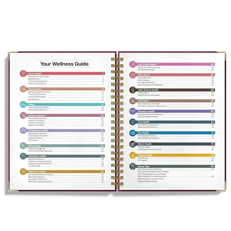 The Natural Healing Handbook, Spiral-Bound Guide for Herbal Remedies and Natural