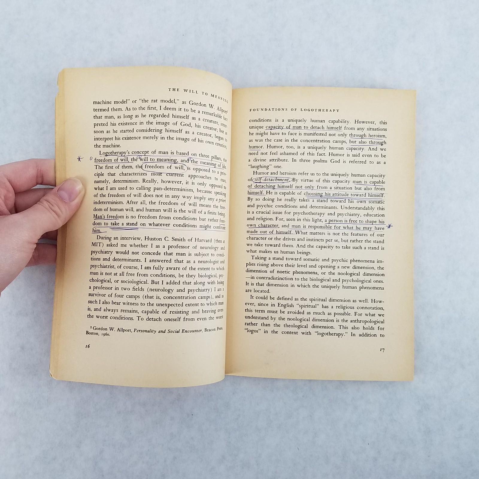 The Will To Meaning – Softcover by Viktor E. Frankl – w/ Original Receipt