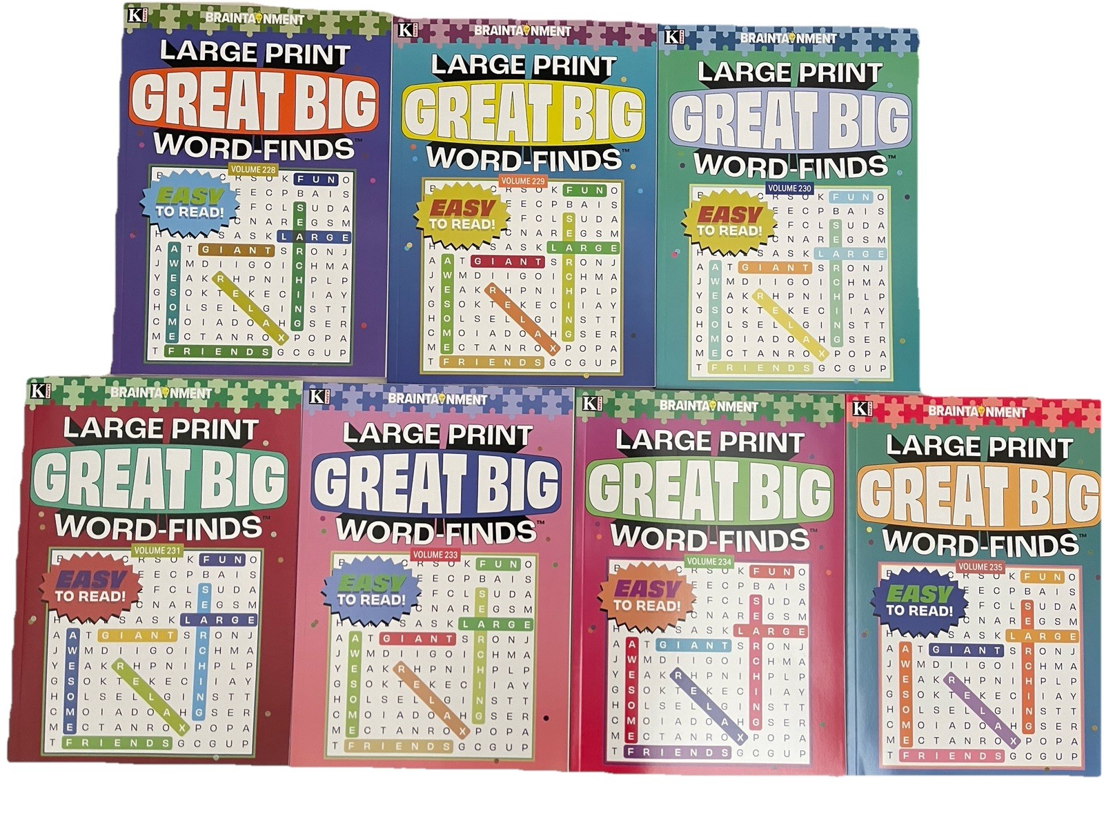 LOT 7 New Large Print GREAT BIG Word-Finds Word Search Kappa Free Shipping NEW