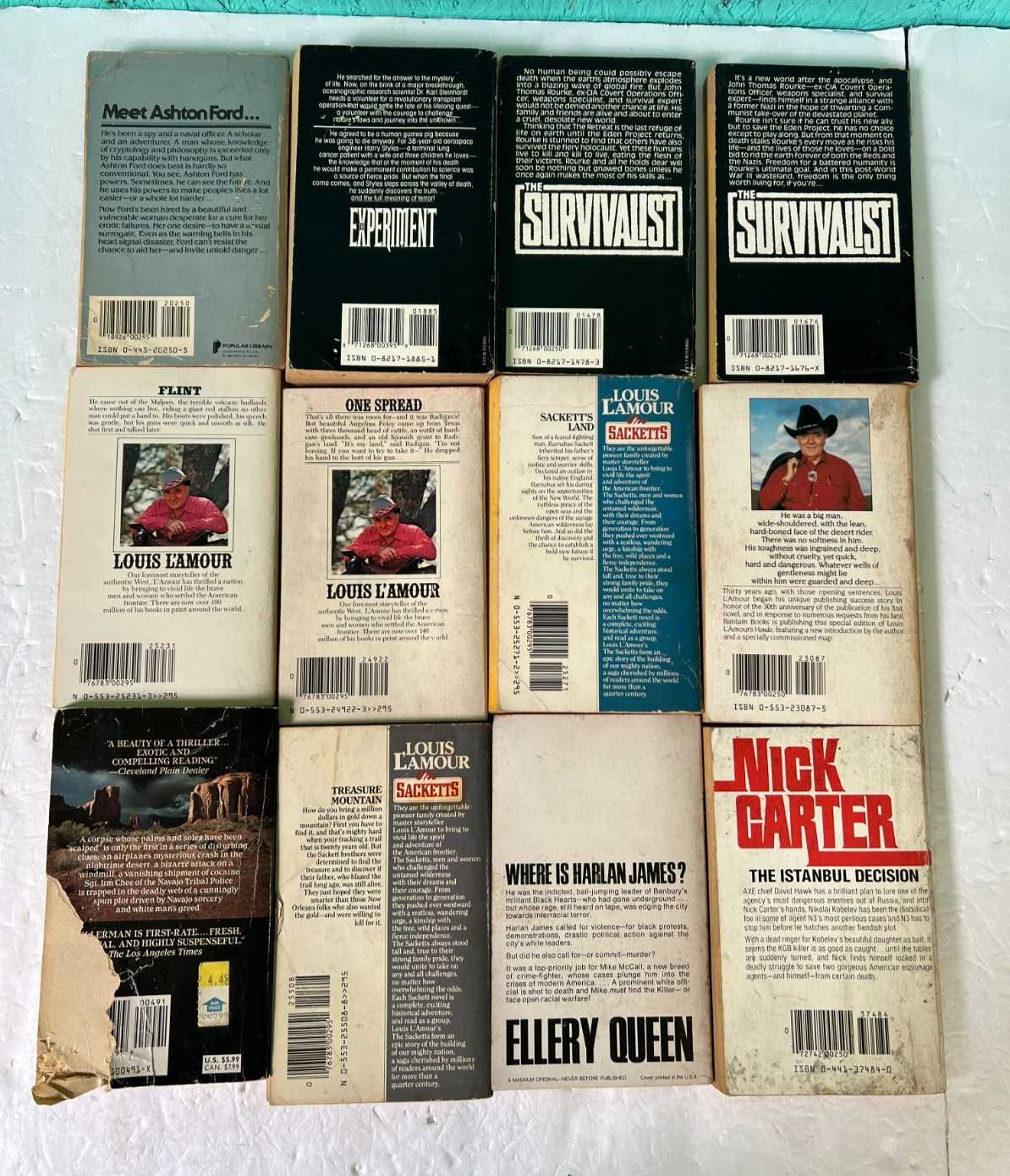 Action Lot of 12 Books Survivalist Louis Lamour Thriller Mystery Western 80’s