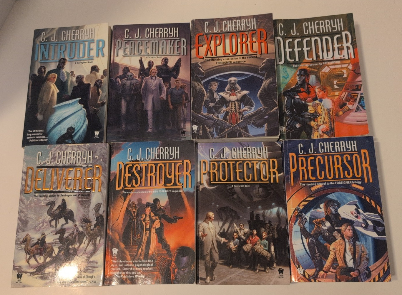 Lot of 8 C.J. Cherryh Sci-Fi PB Foreigner Series Set INTRUDER Destroyer EXPLORER