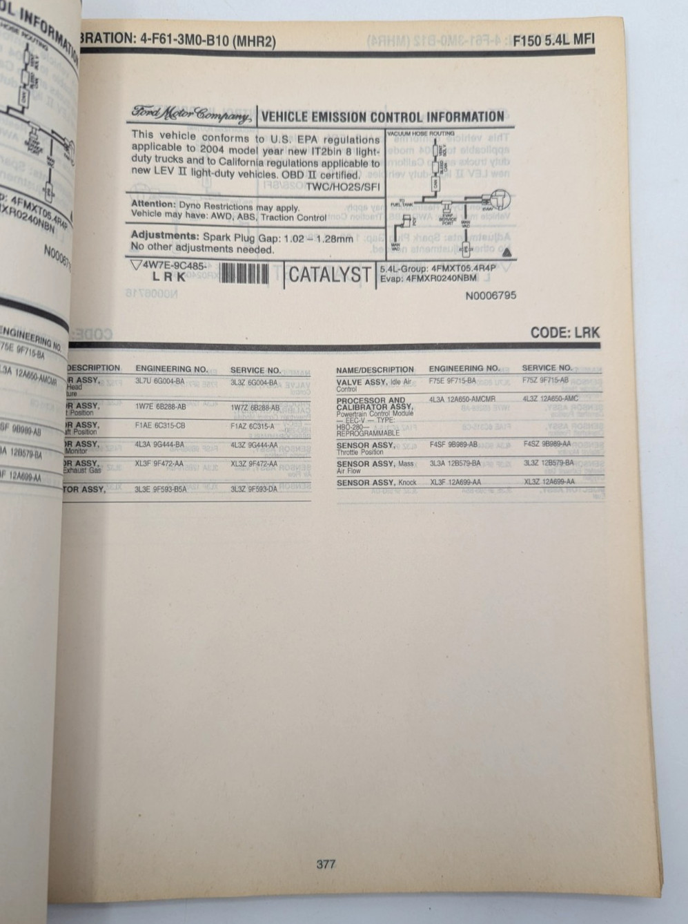 2004 Ford Car Truck Engine Emissions Facts Book Summary Manual Mustang F Series+