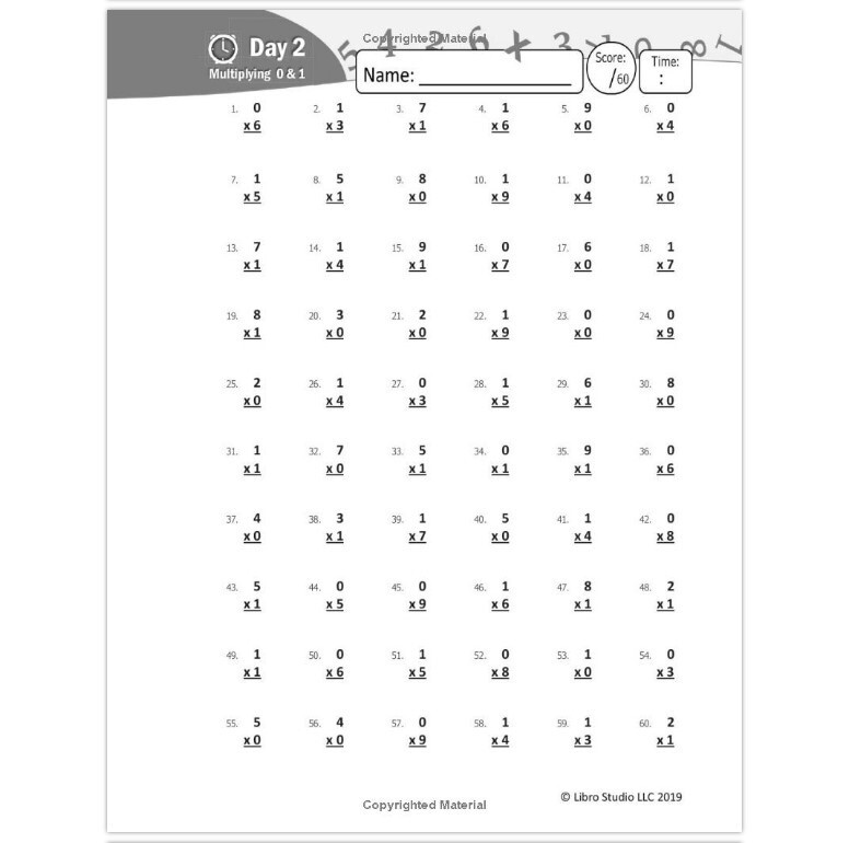 2nd 3rd 4th Grade Math Workbook for Kids Age 7 8 9 10 Multiplication Timed Tests