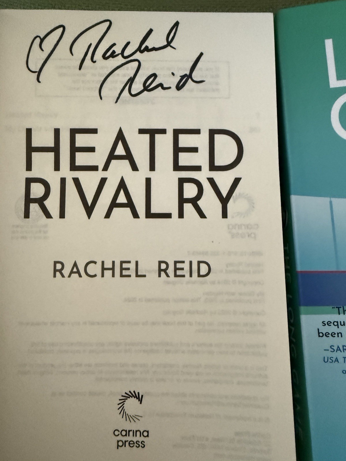 Heated Rivalry And The Long Game Books Signed By Rachel Reid
