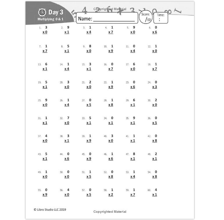 2nd 3rd 4th Grade Math Workbook for Kids Age 7 8 9 10 Multiplication Timed Tests