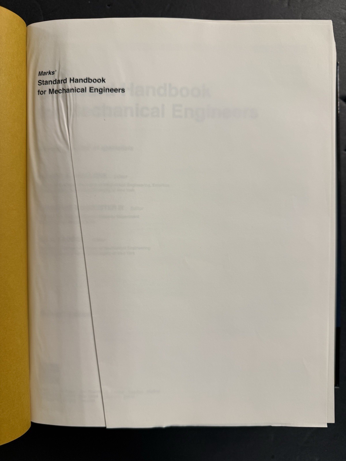 MARKS’ STANDARD HANDBOOK FOR MECHANICAL ENGINEERS 11th/Anniv Ed (2007, HC) VG