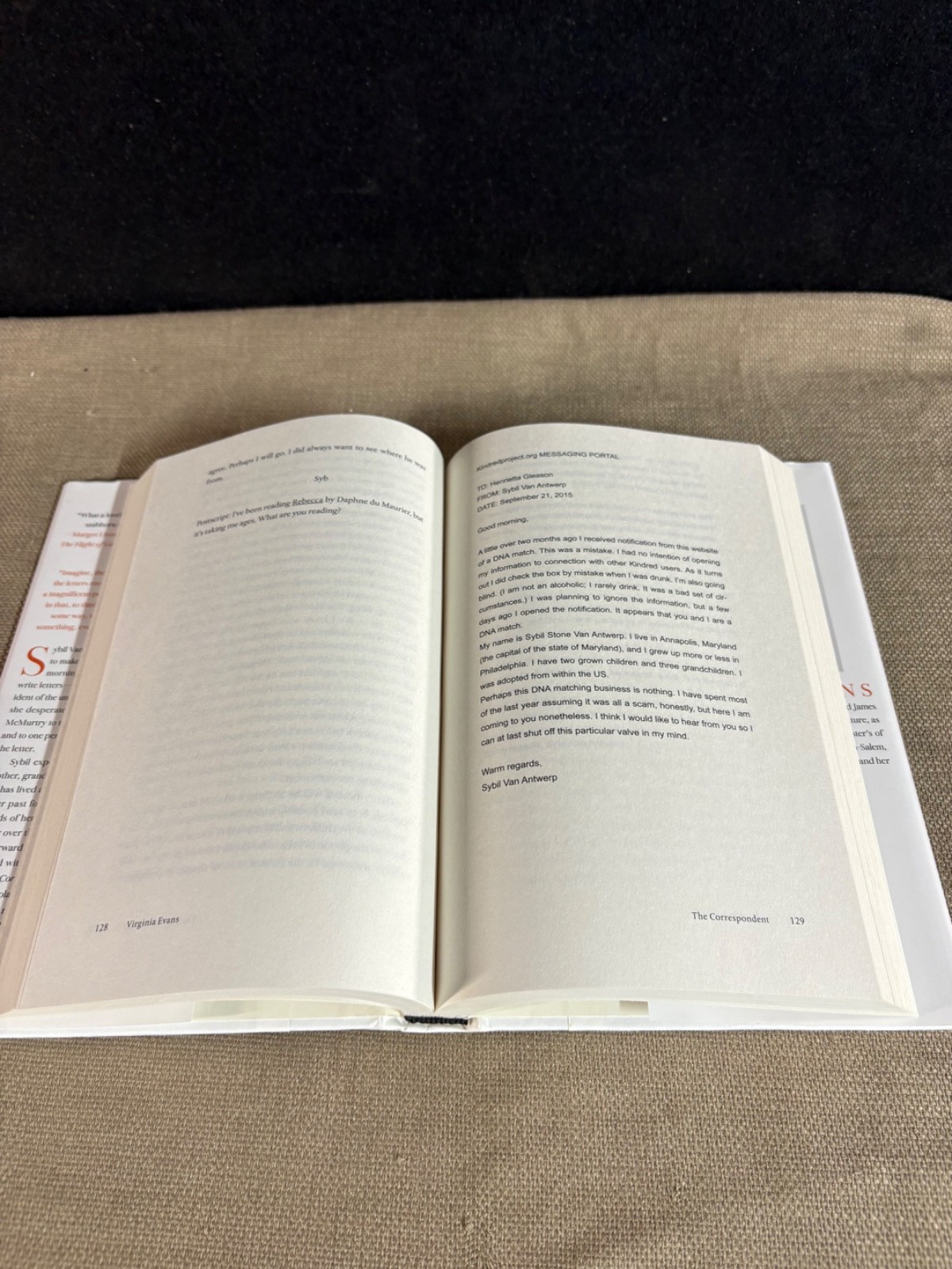 the correspondent virginia evans hardcover