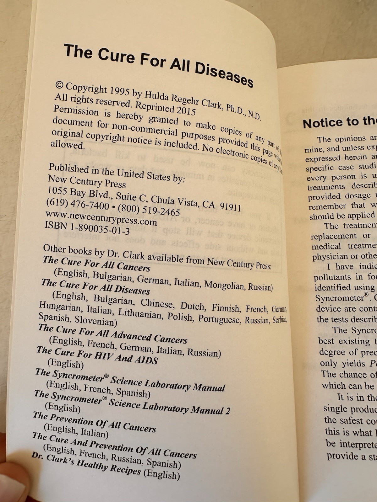 The Cure for All Diseases: With Many Case Histories by Hulda Regehr Clark