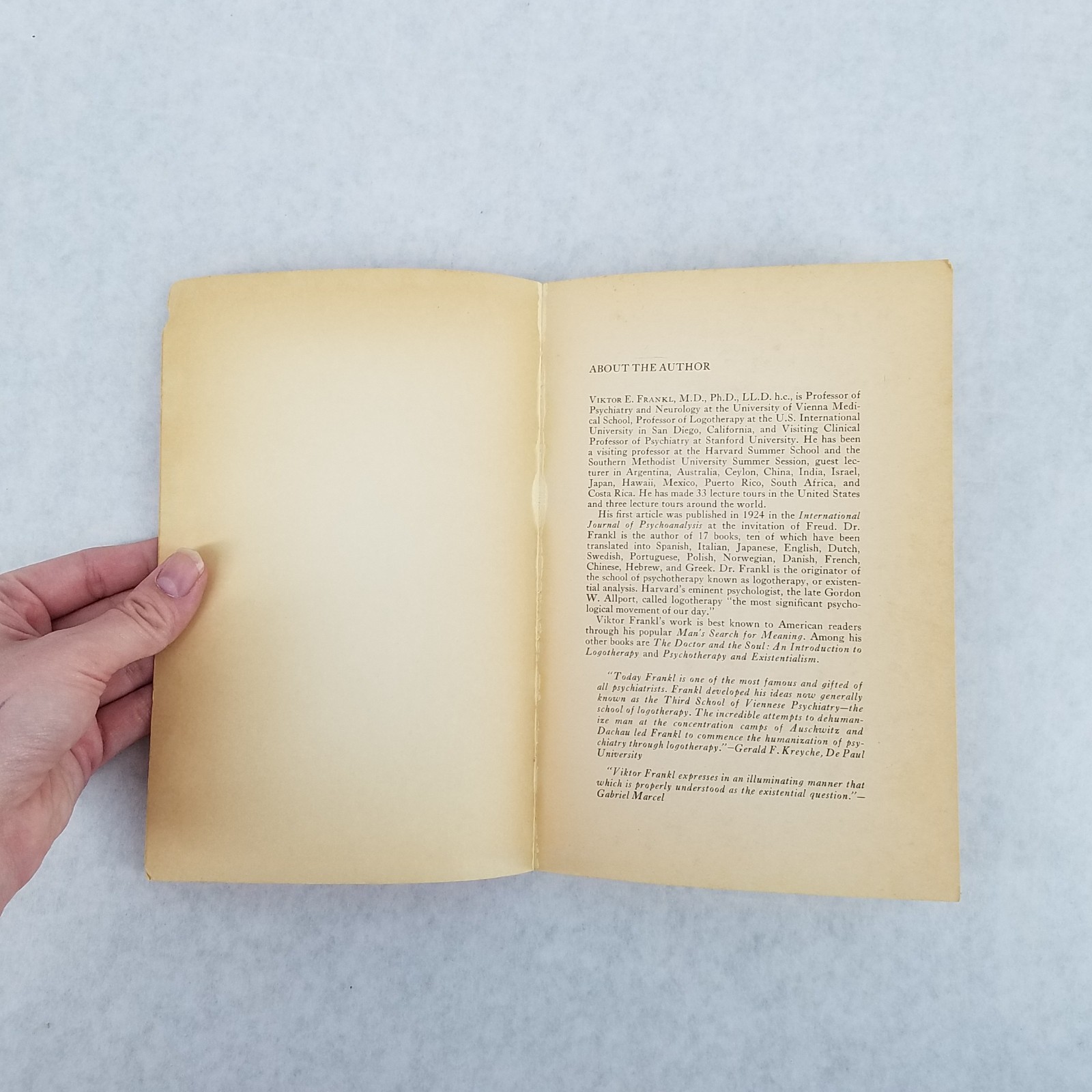 The Will To Meaning – Softcover by Viktor E. Frankl – w/ Original Receipt