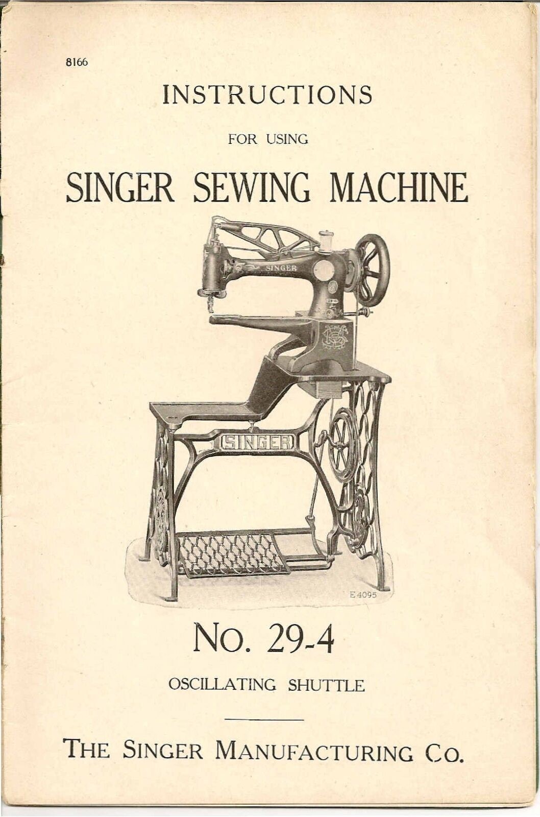 SINGER 29-4 Sewing Machine Manual – LOOP BINDING – TOUGH COVERING – FULL COLOR!